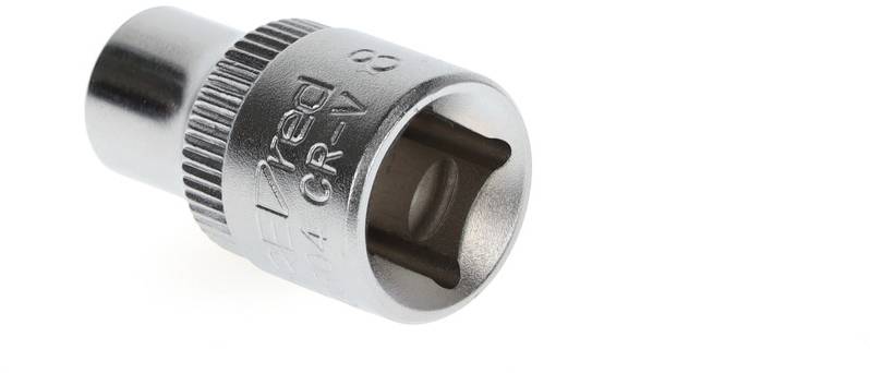Douille métallique pour clé à ergots, taille 8 mm. Utilisée pour les travaux de vissage en combinaison avec une clé à cliquet adaptée.