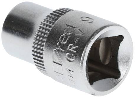 'Tête de vis métallique, 9 mm, avec bord strié.'