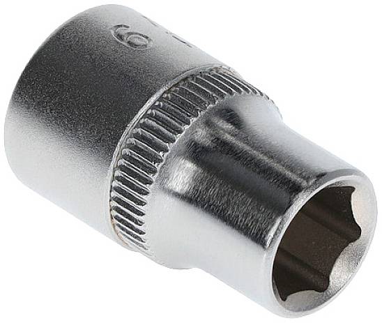 Embout de clé à douille métallique, cylindrique, avec poignée striée pour une meilleure prise en main. Principalement utilisé pour le serrage des écrous.