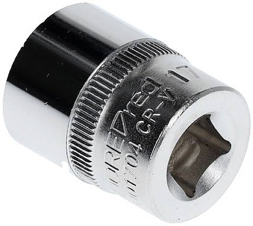 Embout de clé à métaux de 17 mm, chromé, avec surface striée pour une meilleure prise en main.
