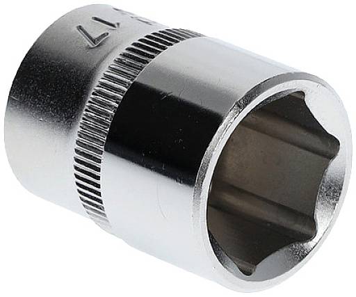 Clé à douille hexagonale en métal, taille 17 mm. Utilisée pour serrer ou desserrer des écrous et des vis hexagonaux.