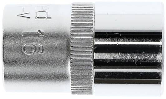 Clé à douille hexagonale de 16 mm, fabriquée en métal brillant, avec poignée striée pour une meilleure prise en main.