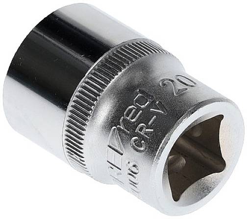 Une noix d'arrêt en argent gravée '24 mm' avec une ouverture hexagonale pour clé à molette.
