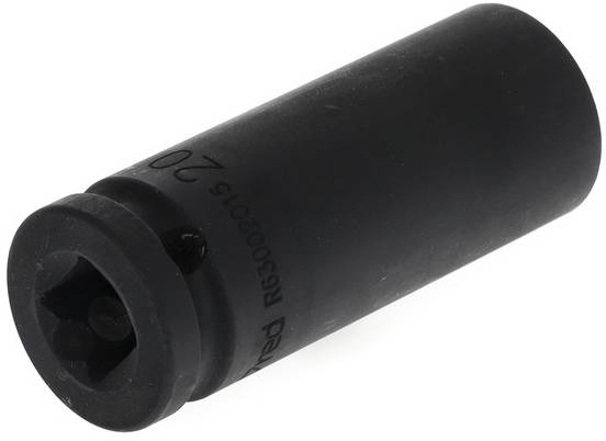 Écrou hexagonal noir avec marquage gravé.