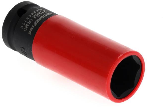 Douille à chocs rouge avec tête noire, taille 21 mm, modèle G-Protect de Gedore Red.