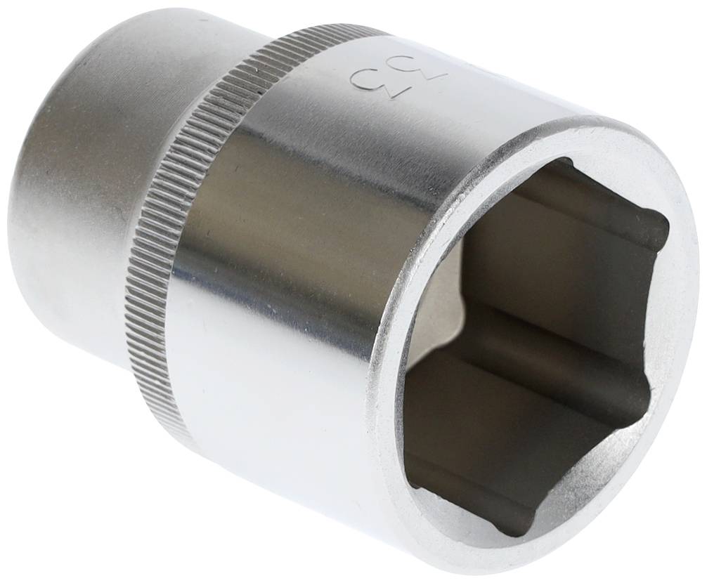 Écrou hexagonal en argent de forme cylindrique, gravé du numéro '23', adapté aux outils de fixation ou de retrait de vis.