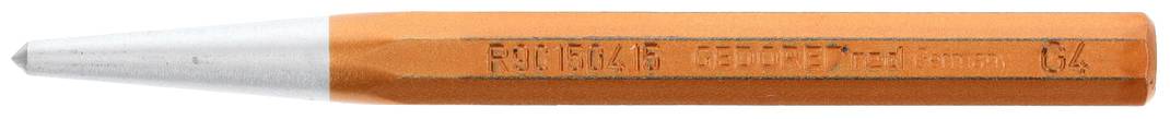 Un surligneur orange avec un embout en métal, posé horizontalement. Texte sur le stylo : 'FORPRI PUIS GAUCH', 'Faber-Castell'.