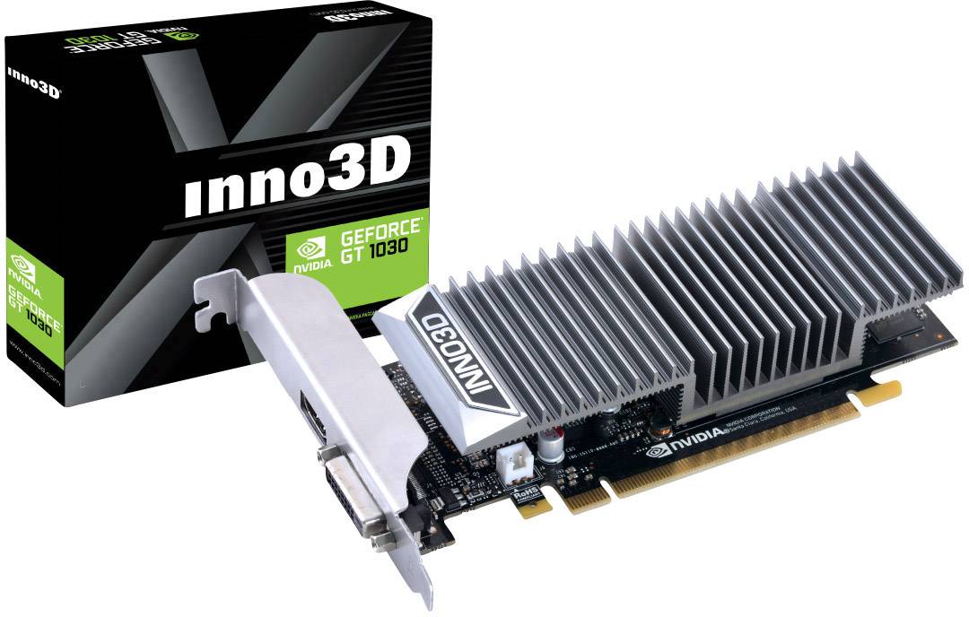 Inno 3D Carte graphique Nvidia GeForce GT1030 2 GB RAM GDDR5 PCIe HDMI™, DVI refroidissement passif