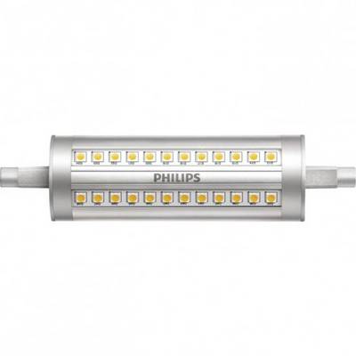 Une lampe LED d'une marque connue, de forme allongée, avec deux rangées de LED visibles sur un boîtier argenté.