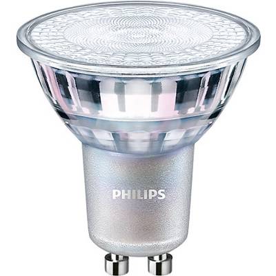 Ampoule LED à culot GU10, nom du fabricant visible sur l'ampoule ; adaptée à diverses applications d'éclairage.