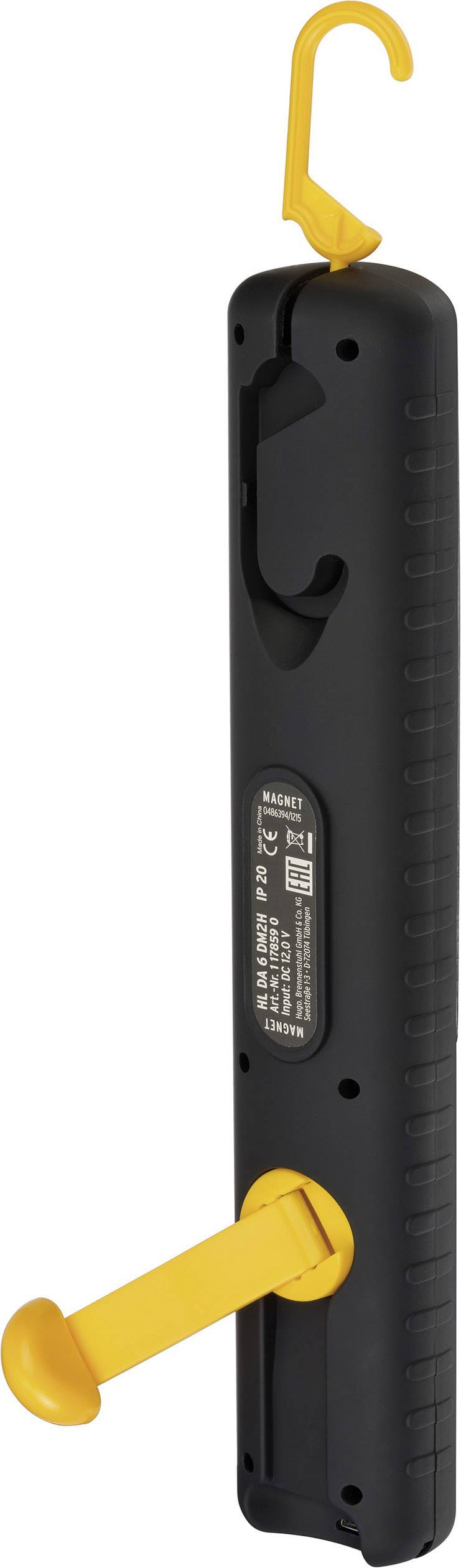 Balance portable à crochet jaune et poignée noire. Idéale pour peser les bagages ou d'autres objets suspendus.