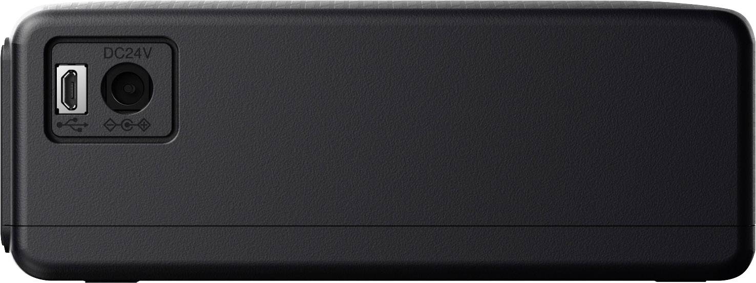 Appareil rectangulaire noir avec port USB et connexion d'alimentation DC24V sur la gauche.