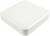 Un boîtier carré, blanc et plat avec des coins arrondis, probablement un appareil électronique ou un couvercle.