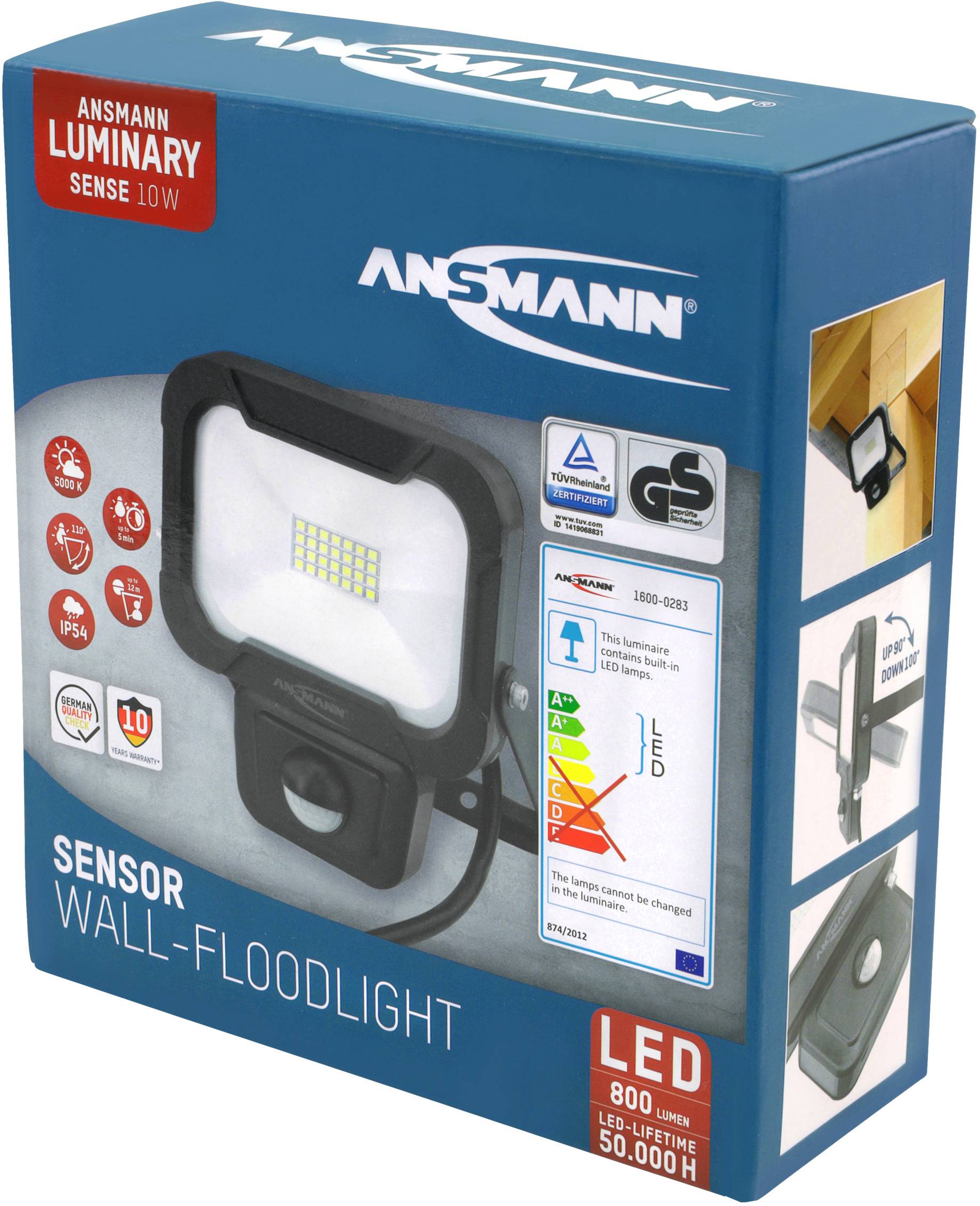 Ansmann WFL800S 1600-0283 Projecteur mural LED CEE: F (A - G) 10 W Couleur d'éclairage (ampoule LED): blanc neutre-5