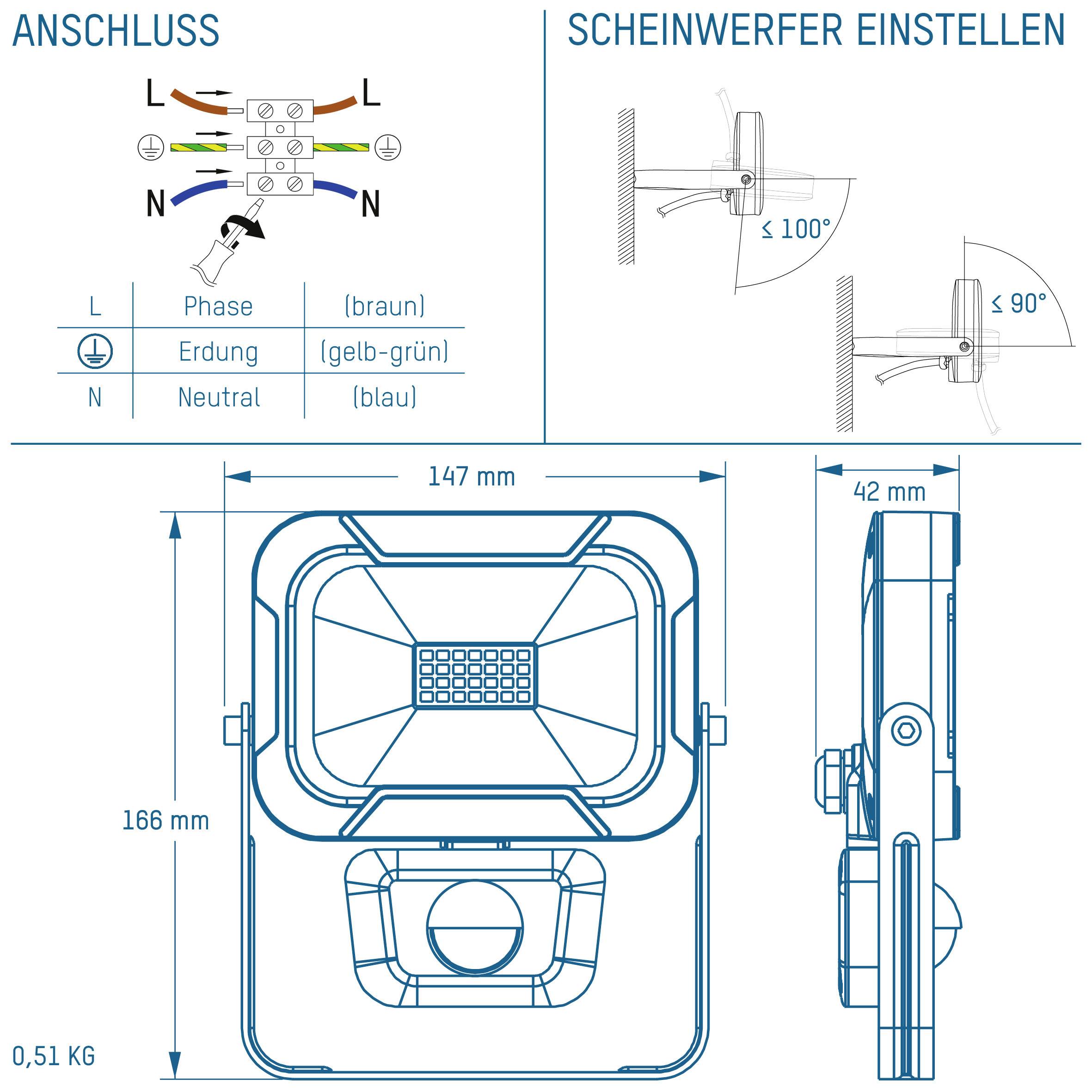 Ansmann WFL800S 1600-0283 Projecteur mural LED CEE: F (A - G) 10 W Couleur d'éclairage (ampoule LED): blanc neutre-7