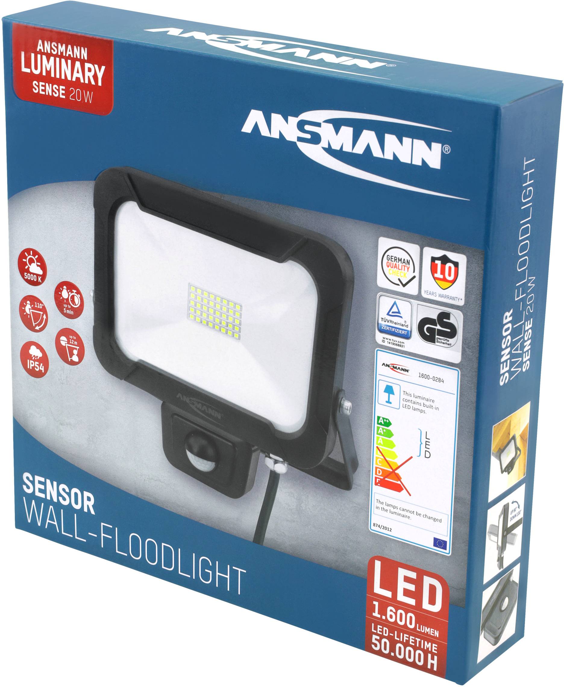 Ansmann WFL1600S 1600-0284 Projecteur mural LED CEE: F (A - G) 20 W Couleur d'éclairage (ampoule LED): blanc neutre-5