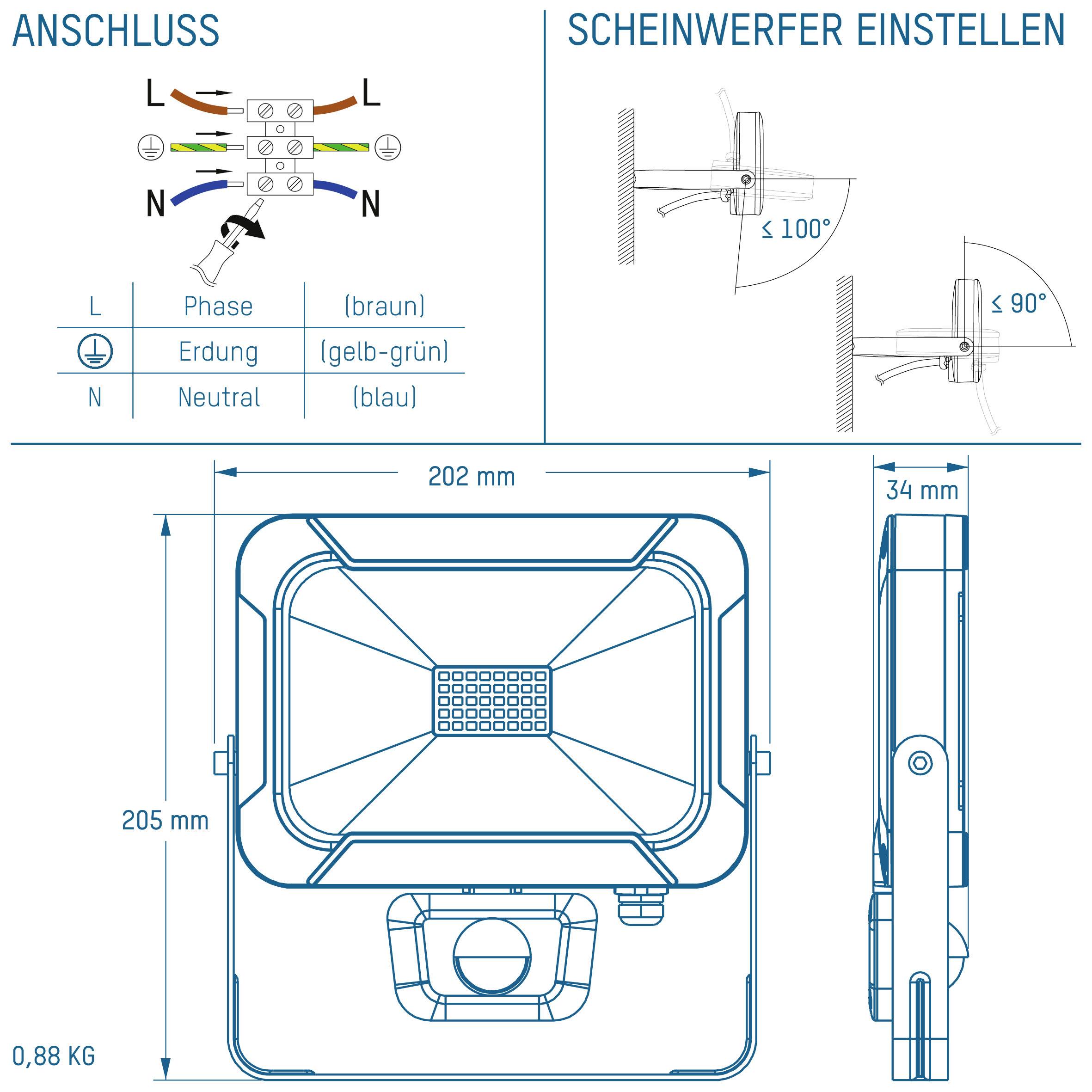 Ansmann WFL1600S 1600-0284 Projecteur mural LED CEE: F (A - G) 20 W Couleur d'éclairage (ampoule LED): blanc neutre-6