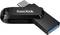 Une clé USB SanDisk noire avec connecteur USB-C, à moitié ouverte.