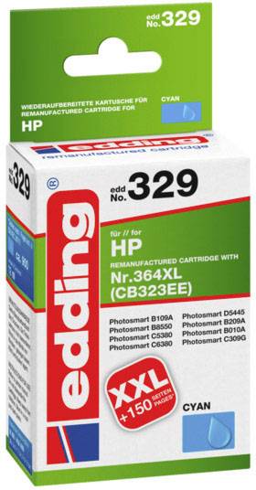 Edding Encre remplace HP 364XL, CB323EE compatible cyan EDD-329 18-329