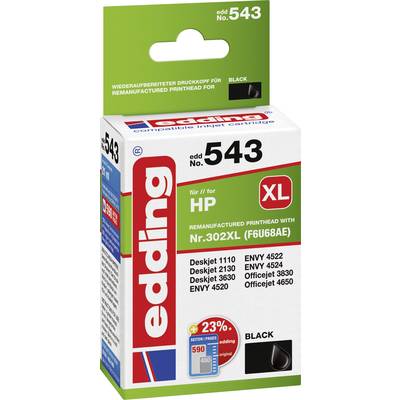 Edding Cartouche d'encre remplace HP 302 XL compatible noir EDD-543 HP 302XL  (F6U68AE) 18-543 - Conrad Electronic France
