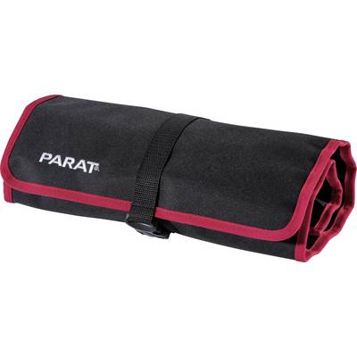 Sac à outils noir avec bordure rouge et bande de fermeture. Inscription 'PARAT'. Idéal pour le rangement organisé des outils.