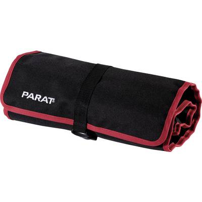 Sacoche à outils noire avec bordure rouge, marquée 'PARAT', roulée et maintenue par une sangle.