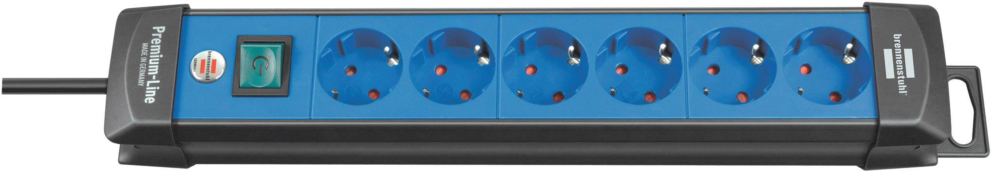 Bloc multiprise avec interrupteur Brennenstuhl 1951360100 x6 noir, bleu contact de protection 1 pc(s)