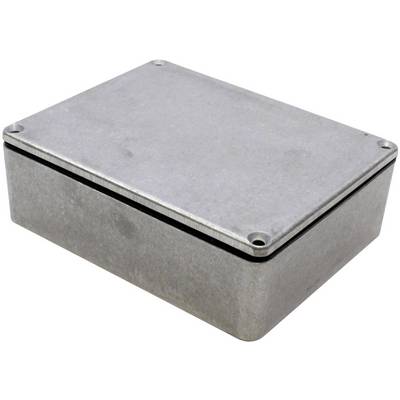 Boîtier métallique de forme rectangulaire, adapté au stockage ou à la protection de composants électroniques.