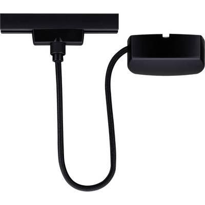 Un support de lampe col de cygne noir avec section de câble flexible, adapté pour une fixation sur des meubles ou des murs pour l'éclairage.
