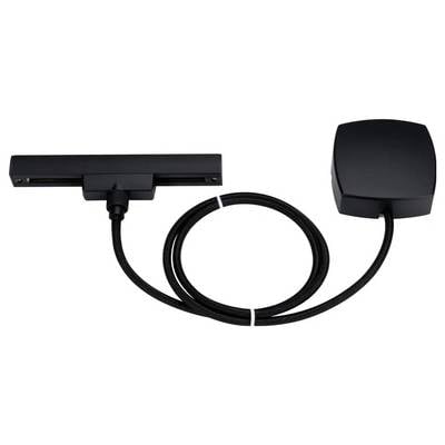 Une lampe de lecture noire avec un long câble flexible et une tête de lampe rectangulaire. Idéale pour une fixation murale.
