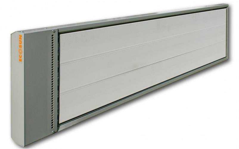 Radiateur infrarouge 'ECOSUN', rectangulaire, gris, pour montage mural ou plafond, pour un chauffage d'espace efficace.