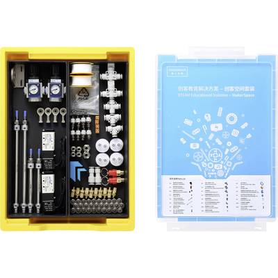 Solution éducative STEAM - Kit MakerSpace. Mallette en plastique contenant divers composants et outils pour projets techniques.