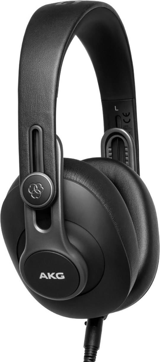Casque noir circum-auriculaire AKG avec coussinets rembourrés et arceau réglable.