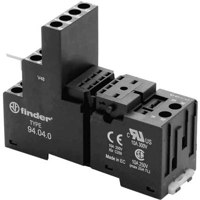Supports de relais électriques rectangulaires avec plusieurs bornes de connexion et des inscriptions indiquant la désignation du type et les spécifications techniques.