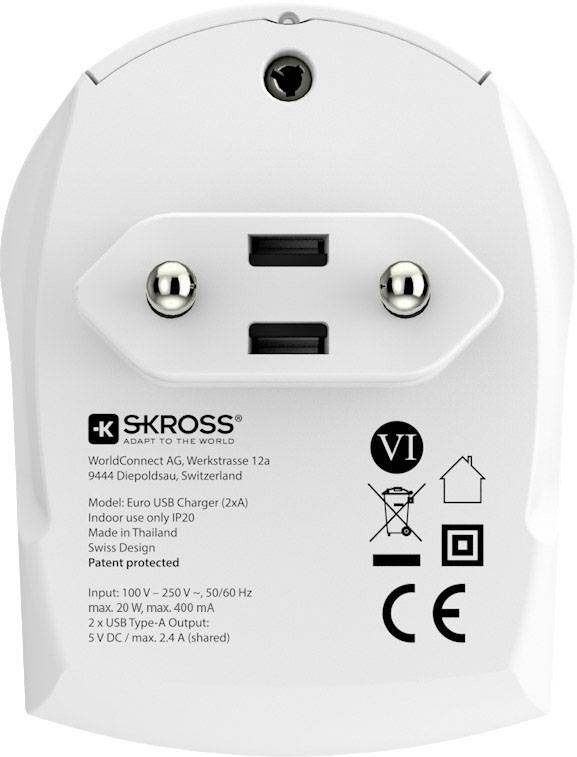 Chargeur Skross Euro USB - charge jusqu'à deux appareils USB (2,4 A) rapidement et simultanément-2