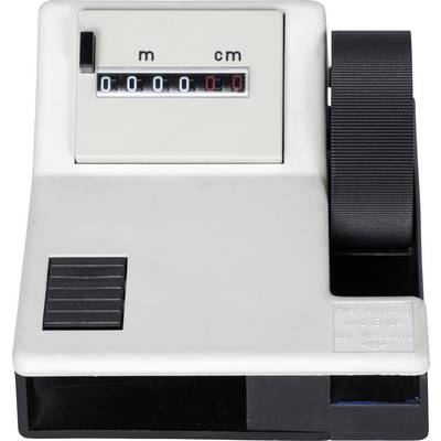 Ancien appareil mécanique de mesure de longueur, doté d'un compteur affichant les mètres et les centimètres.