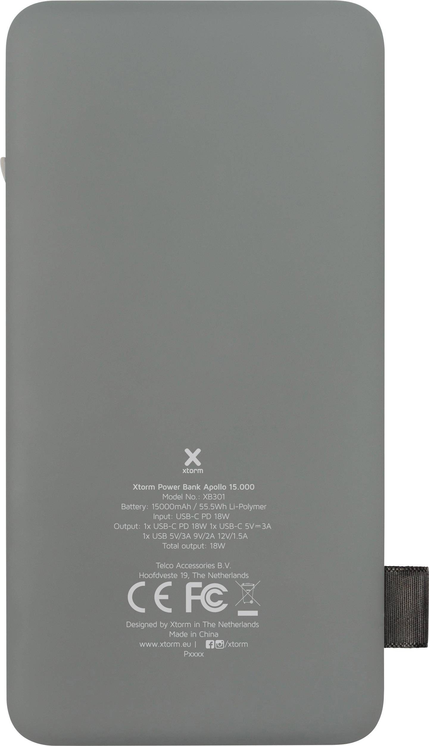 Xtorm by A-Solar Apollo Powerbank (batterie supplémentaire) 15000 mAh Quick Charge 3.0 LiPo USB-C® gris, blanc Affichage-3