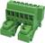 Connecteur vert à cinq pôles, avec deux leviers sur la face inférieure. Utilisé pour les connexions électrotechniques.