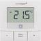 Affichage du thermostat indiquant '21,5°C', modèle 'homematic IP', avec des touches Menu, Boost, Plus et Moins sous l'écran.