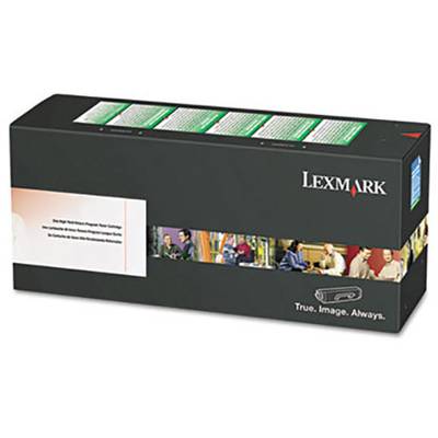 Emballage de cartouche d'imprimante Lexmark avec une bande d'image représentant des personnes, et le slogan « True. Image. Always. » sur le côté.