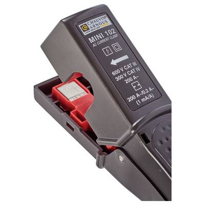 Un appareil de mesure du courant alternatif avec une échelle imprimée indiquant des valeurs jusqu'à 600 V CAT III et 200 A.