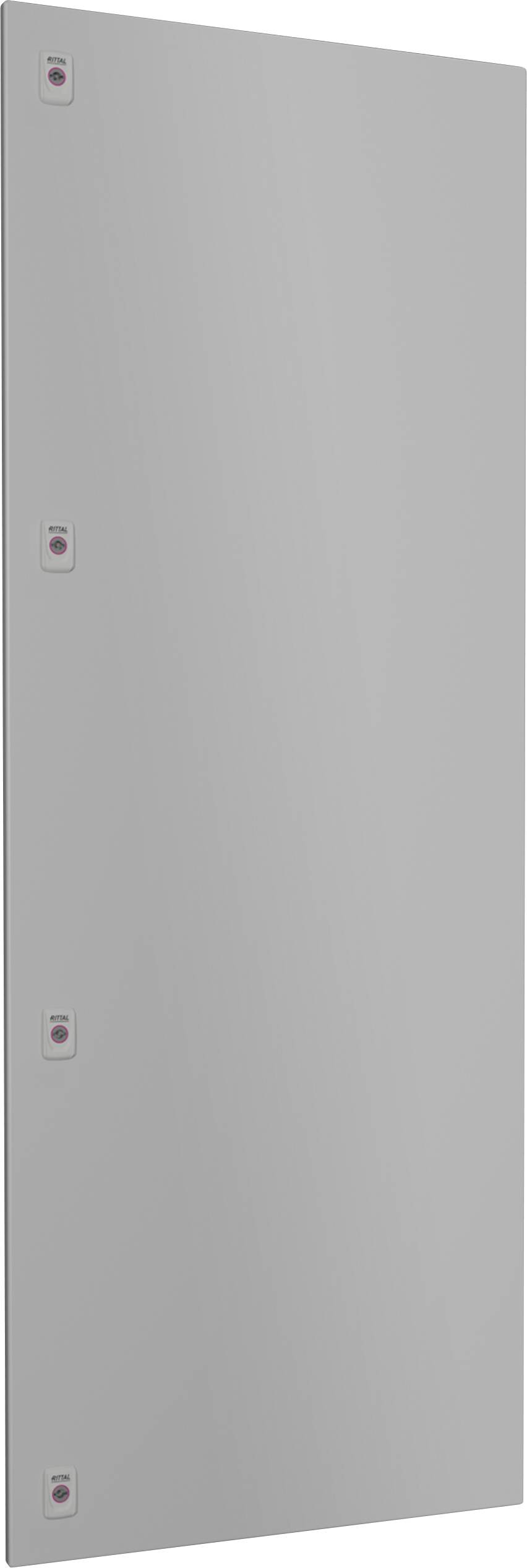 Un rectangle gris avec cinq petites marques rondes le long d'un bord, probablement des trous de vis.