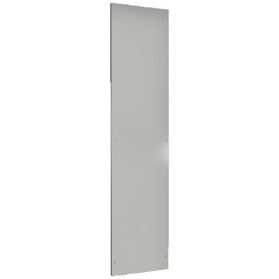 Panneau rectangulaire en métal gris avec des vis aux coins, probablement destiné au montage ou servant de couvercle.