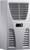 Ventilateur de refroidissement gris avec affichage de température '35' sur la façade avant, fentes de ventilation verticales en haut et en bas.