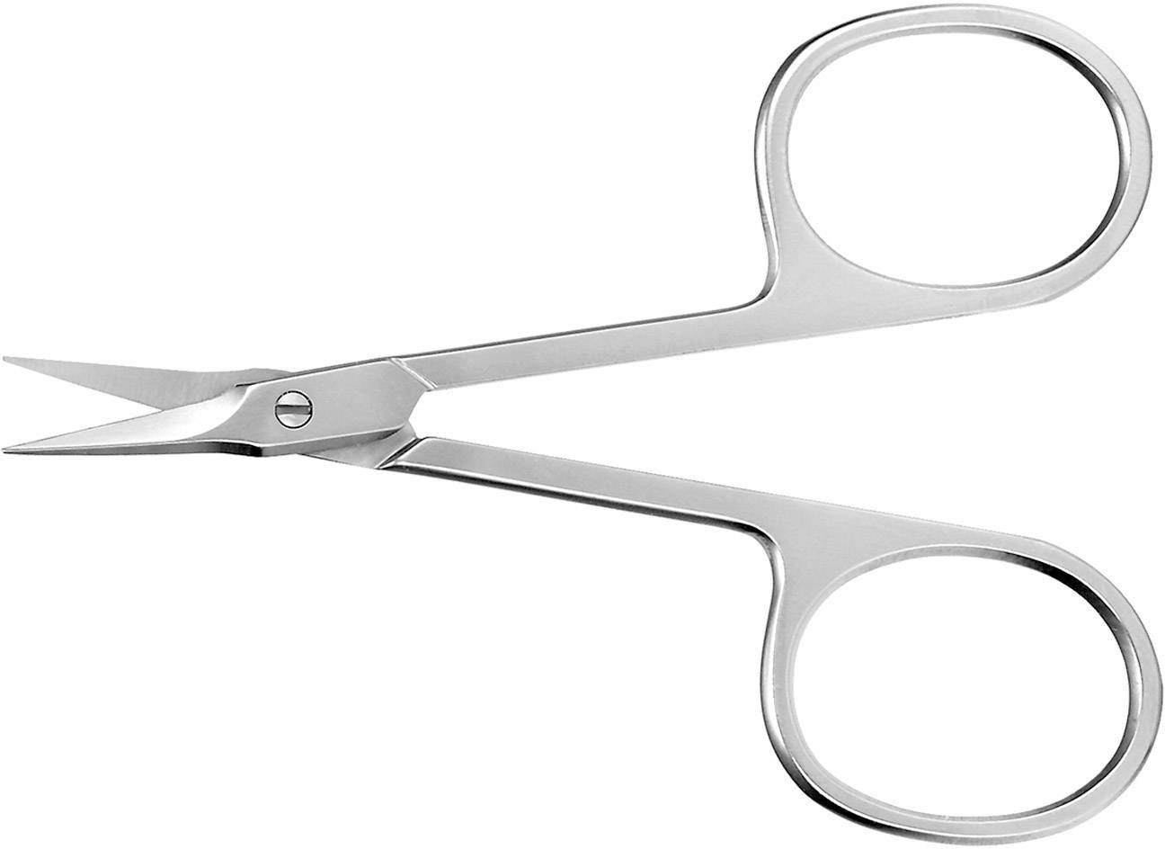 Une paire de ciseaux à ongles en argent avec des lames pointues et de grandes poignées.