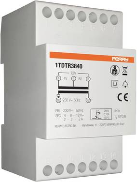 Wallair 1TDTR3840 Transformateur de sonnette 4 V, 8 V, 12 V 2 A