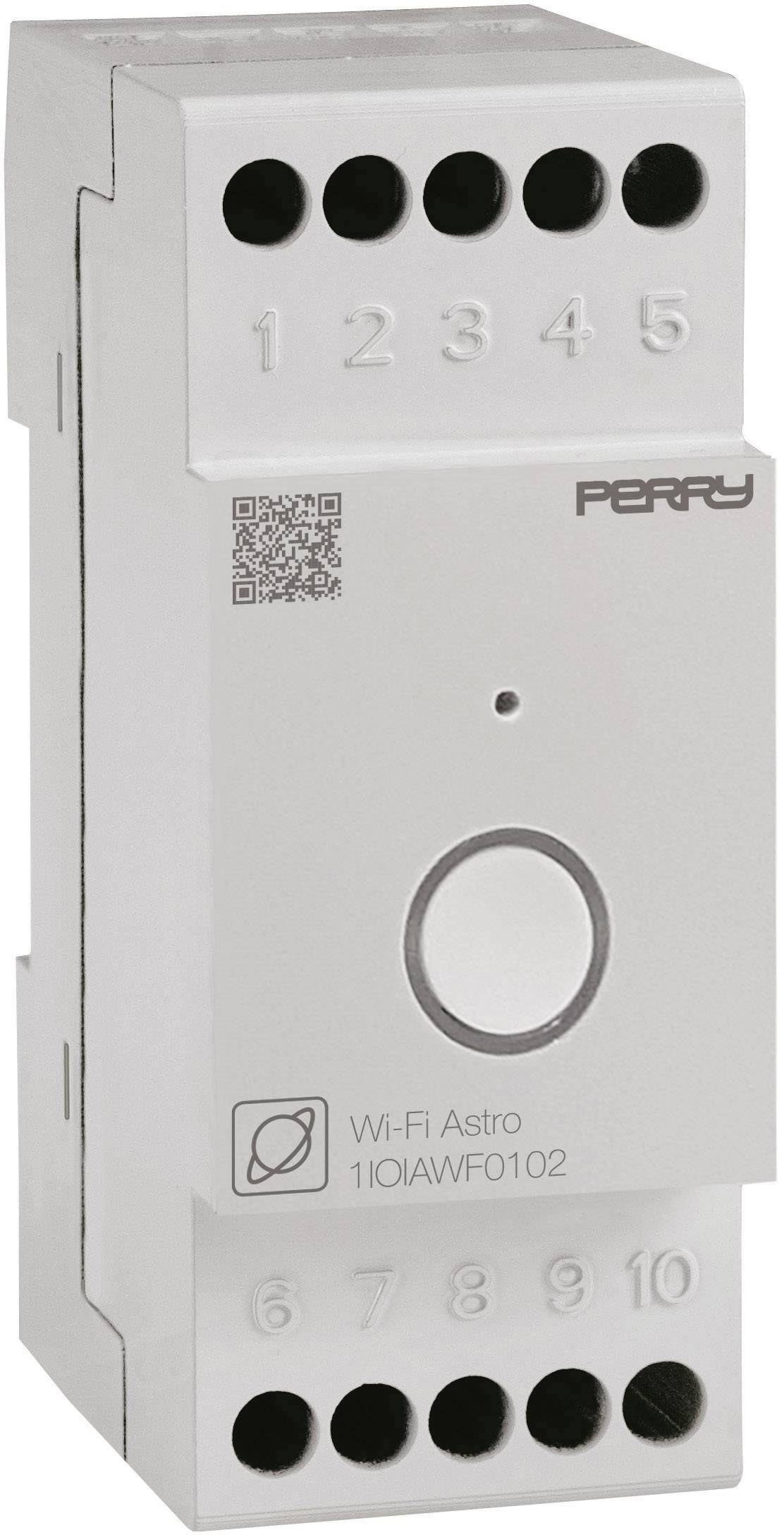 Dispositif de commande électrique avec fonction Wi-Fi, modèle 'Perry Wi-Fi Astro'. Présente les entrées et sorties pour les connexions de câbles.