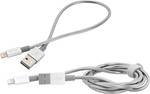 Câble de charge et de synchronisation USB Verbatim Lightning en acier inoxydable, 100 cm et 30 cm, argent, lot de 2
