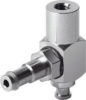 Un adaptateur métallique avec deux ouvertures, l'une sur le côté et l'autre en haut, permettant de connecter des tuyaux ou des tubes.