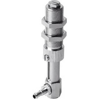 Une valve argentée, métallique, avec trois écrous hexagonaux et une poignée cannelée, adaptée aux applications industrielles.